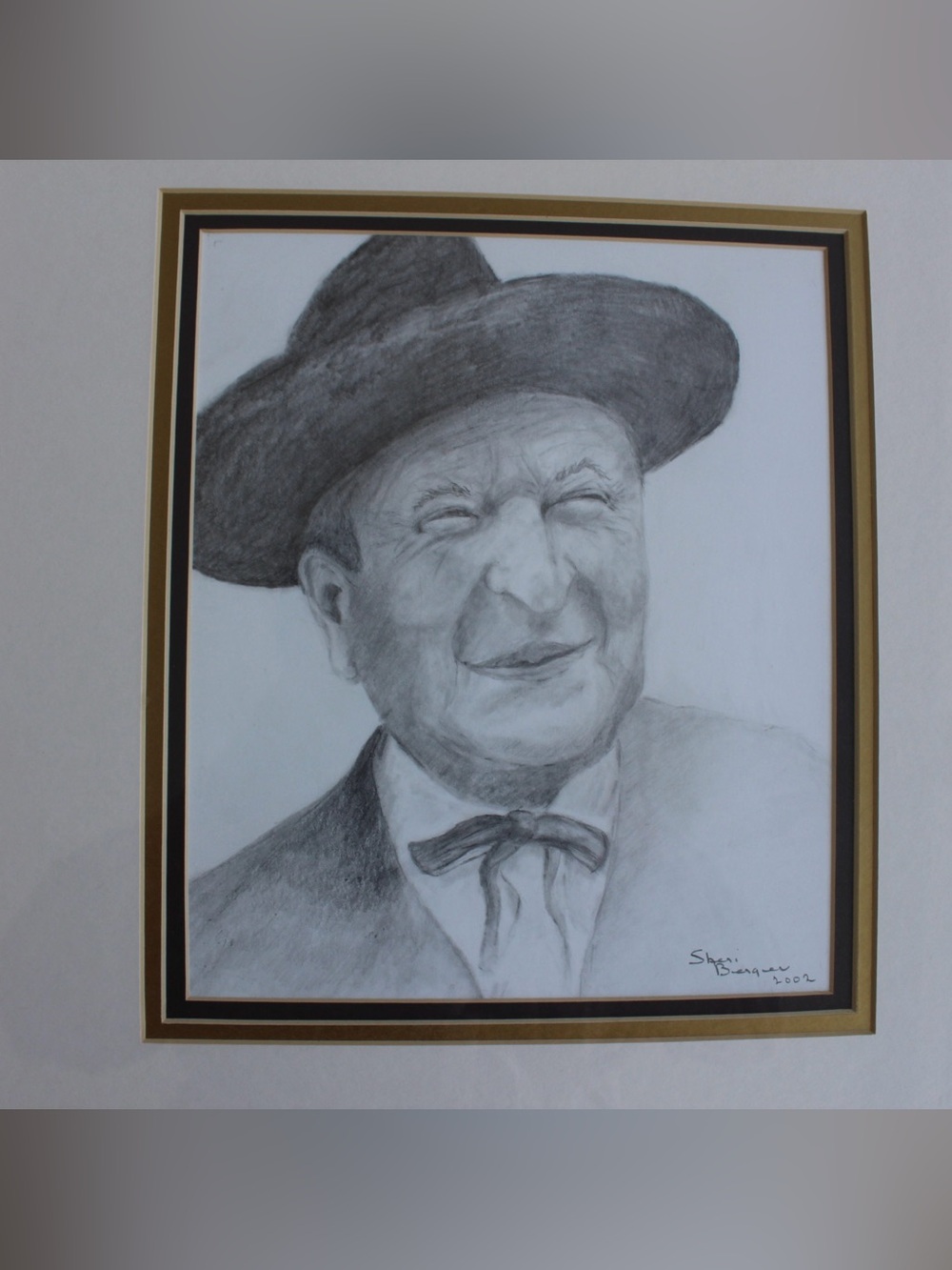 Framed Charcoal Portrait Artwork in Black and White - Picture 1 of 8